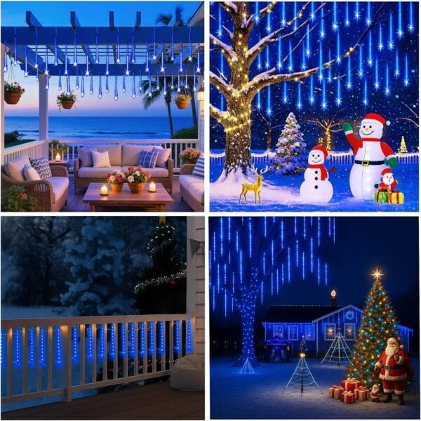 Christmas Lights Outdoor 24 Tube 576 LED Meteor Shower Lights Blue [Energy Class F]