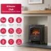 Dimplex Club Optiflame Electric Stove, Black Freestanding Electric Fire with Artificial Logs