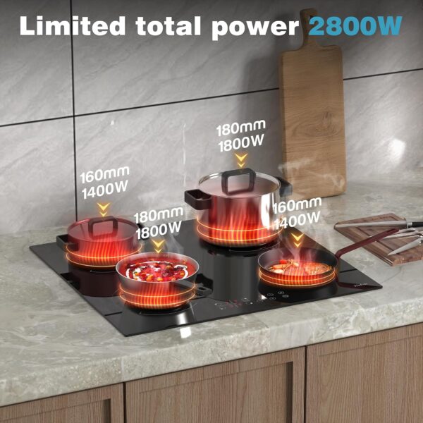 Hobsir Induction Hob, Built-in Plug in Electric Hob 4 Burners 60cm