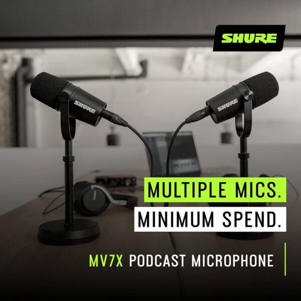 Shure MV7X Microphone - XLR Only Pro Quality Dynamic Mic for Podcasting & Vocal Recording