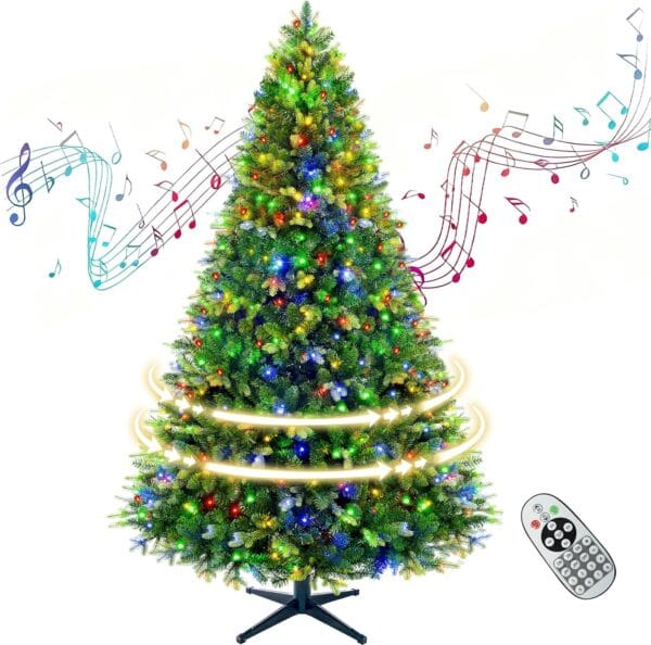 360° Rotating Prelit Christmas Tree 7ft - Musical Artificial Christmas Tree with Remote Control