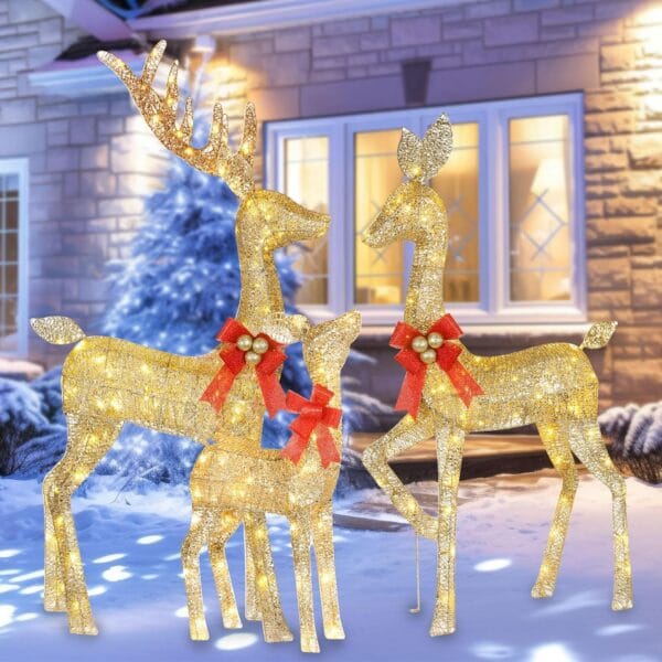 HOYECHI Lighted Christmas Decoration Deer 3 Piece