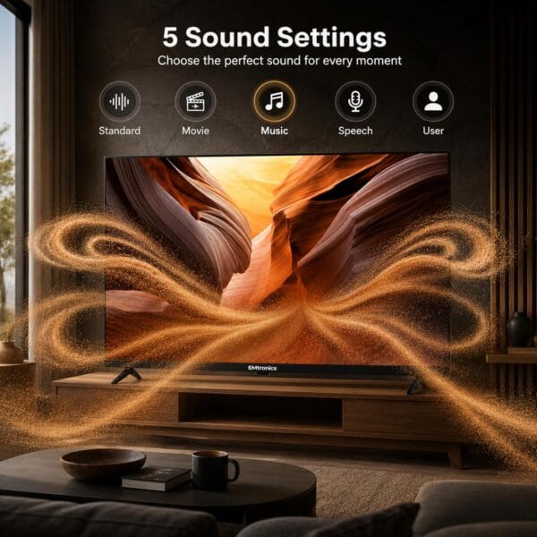 EMtronics 32 inch HD LED TV Black with Freeview, HDMI, USB Media Player, Coaxial, AUX, PVR Recording