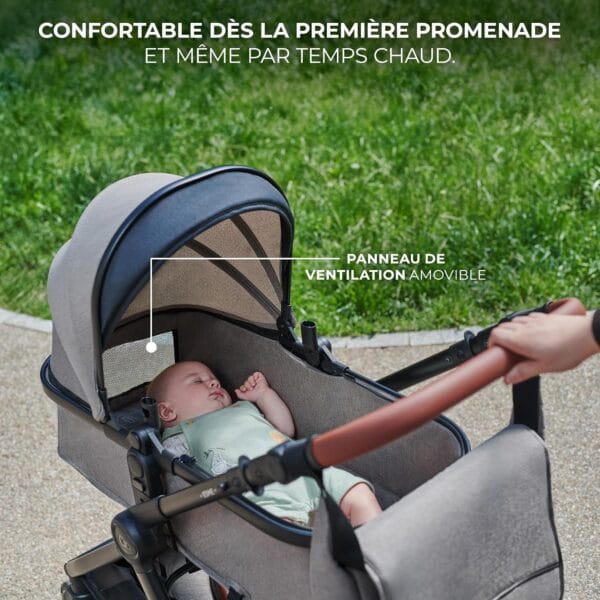 Kinderkraft ESME 3-in-1 Travel System with Mink PRO I-Size Car Seat, Grey