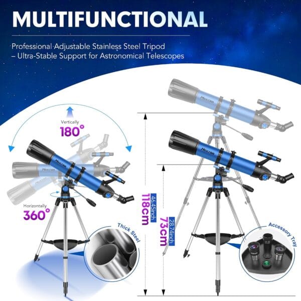 MEEZAA Telescope, Professional Powerful Telescope for Adults Astronomy Beginners