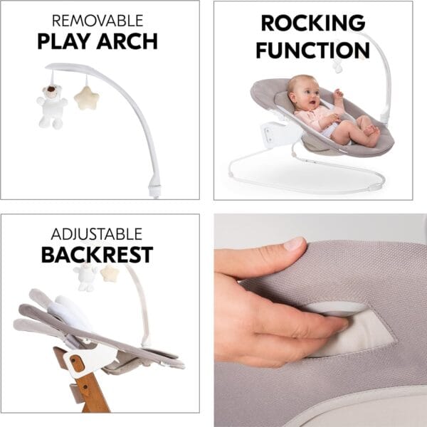 hauck Alpha+ Newborn Set Deluxe – Wooden Highchair & Bouncer – Walnut