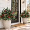 2-Pack Prelit Christmas Pot Inserts with Pinecones & Berries