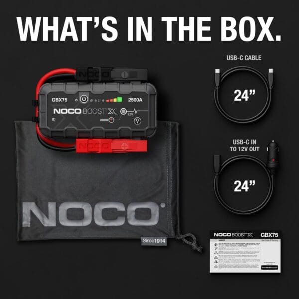 NOCO Boost X GBX75 2500A Jump Starter Power Pack - 8.5L Petrol, 6.5L Diesel