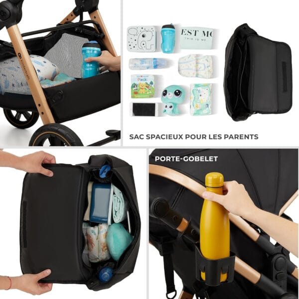 Kinderkraft ESME 3-in-1 Travel System with Mink PRO I-Size Car Seat, Grey