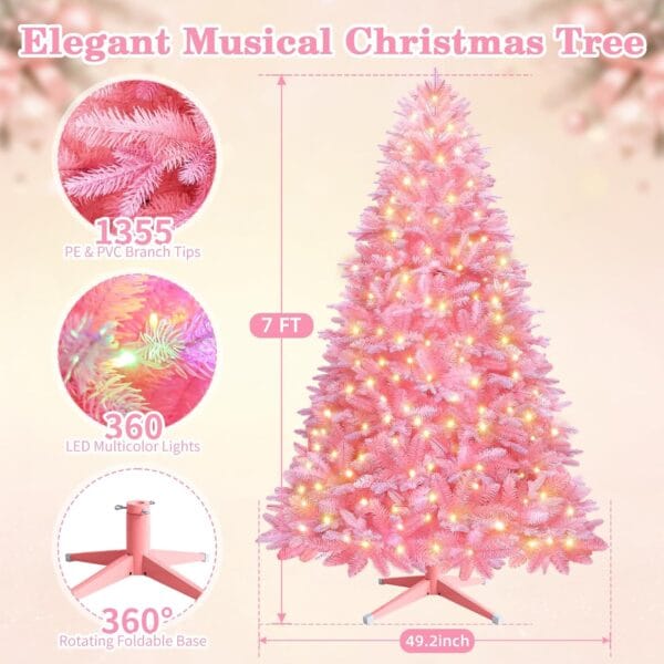 81LaEwEAeTL._AC_SL1500_ Pink Rotating Christmas Tree Prelit 7ft