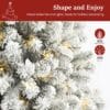 SHareconn 7ft Pre Lit Christmas Tree Snow Flocked with 13 Modes & 932 Tips