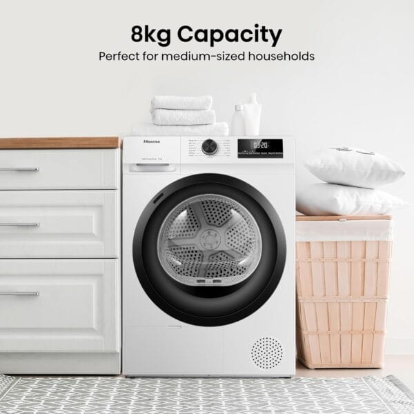 Hisense DH1Q802BW2 60cm Freestanding 8 KG Heatpump Front Load Tumble Dryer
