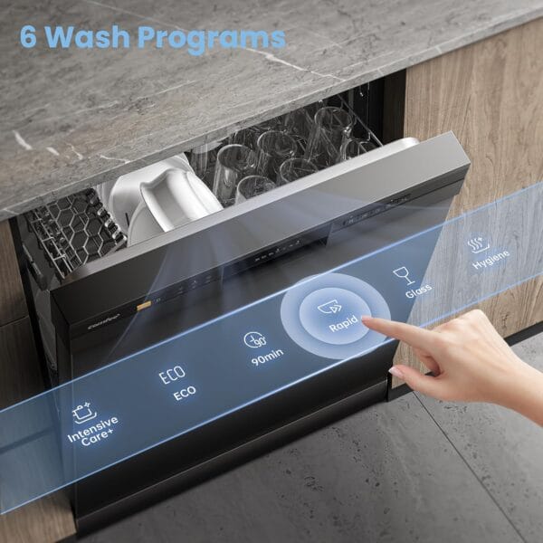 COMFEE' Dishwasher Freestanding, 13 Place Settings, 60cm, Black [Energy Class D]