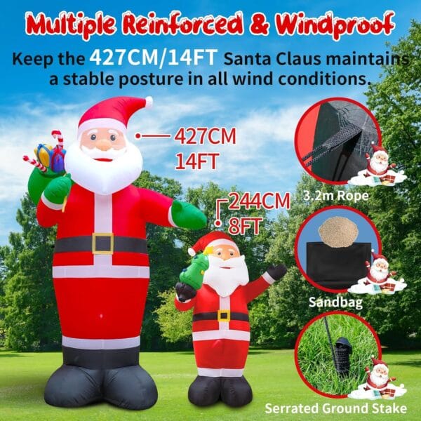 14FT Christmas Inflatable Santa Claus Outdoor Decorations