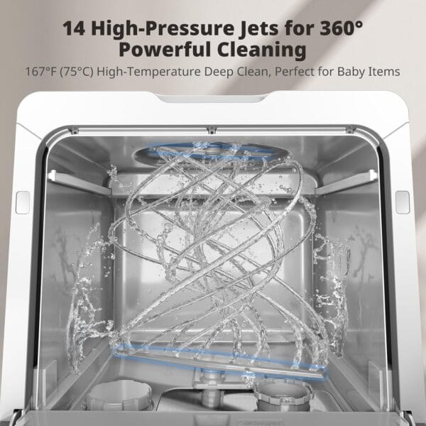 AIRMSEN NEW Upgraded Table Top Dishwasher, 8+3 Wash Programs, 5L Tank [Energy Class D]