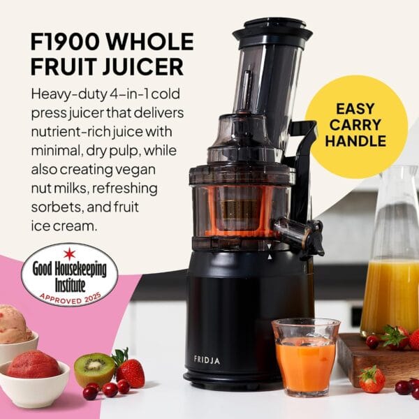 Fridja f1900 Cold Press Juicer, 240W Slow Juicer, 78mm Chute, BPA-Free