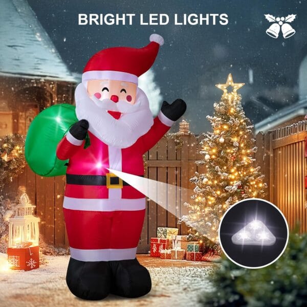 6FT Christmas Inflatable Santa Outdoor Decoration with LED Lights
