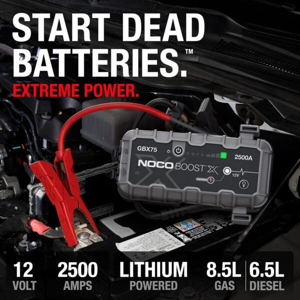 NOCO Boost X GBX75 2500A Jump Starter Power Pack - 8.5L Petrol, 6.5L Diesel