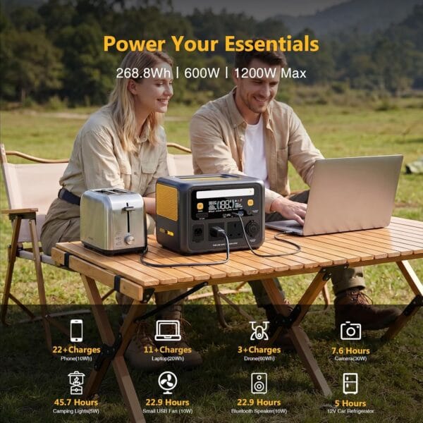 VTOMAN New JUMP 600X Portable Power Station 600W-268.8Wh LiFePO4 Battery