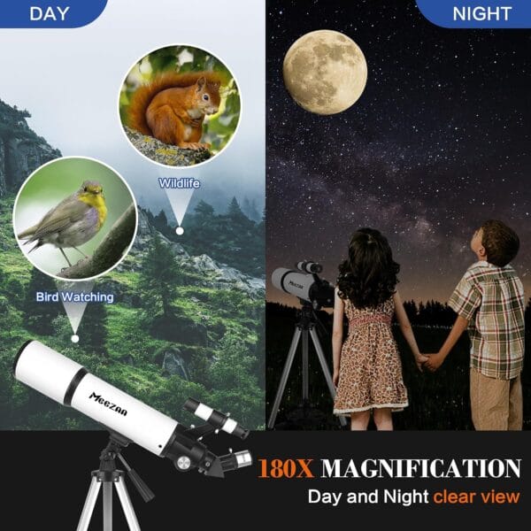 MEEZAA Telescope for Adults Astronomy, 80mm Aperture 600mm Refractor Telescope for Kids & Beginners