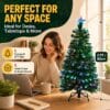 New Christmas Tree X-Mas Tree Fiber Optic Color Changing Multi Colour Led Lights With Star Free Standing Indoor Tree Lights XMAS Gift (7 FT)