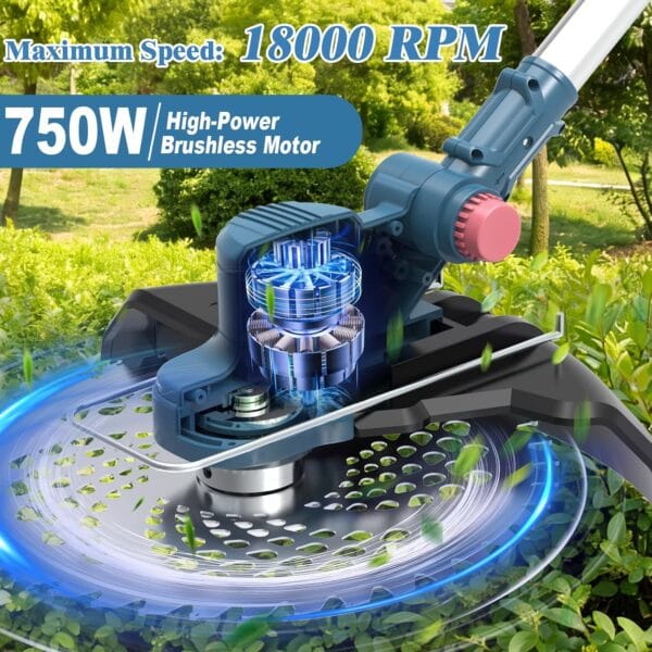 Cordless Strimmer, Garden Strimmer Cordless with Weed Brush and 2 x 4.0Ah Battery