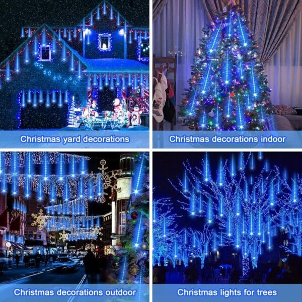 Christmas Lights Outdoor 24 Tube 576 LED Meteor Shower Lights Blue [Energy Class F]