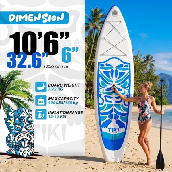 81Txw4soVdL._AC_SL1500_ FunWater TIKI Inflatable Stand Up Paddle Board SUP