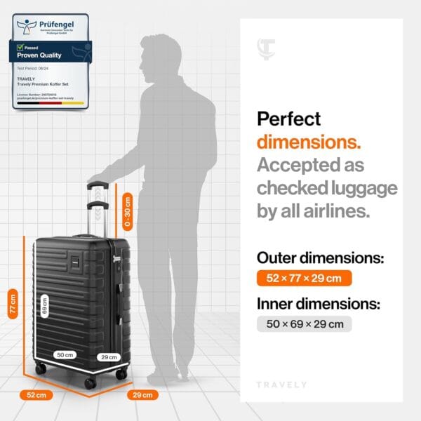 Travely Polycarbonate XL Suitcase Large 77cm