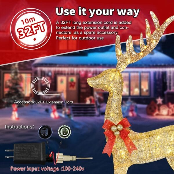 HOYECHI Lighted Christmas Decoration Deer 3 Piece