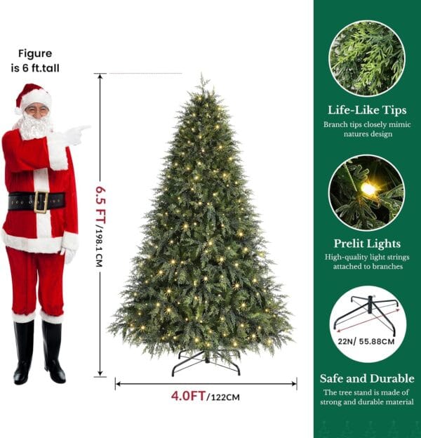 Shareconn 6.5ft Artificial Fir Function Christmas Tree with Lights,17 modes