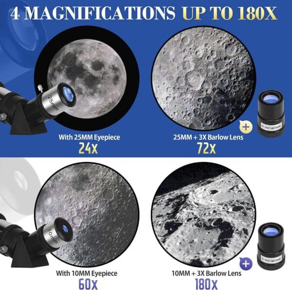 MEEZAA Telescope for Adults Astronomy, 80mm Aperture 600mm Refractor Telescope for Kids & Beginners