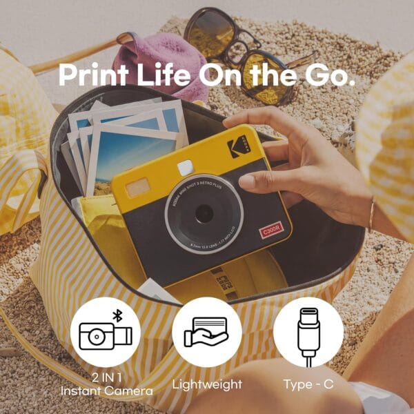 81YOWr01YUL._AC_SL1500_ KODAK Mini Shot 3 Retro 3x3 Instant Camera, Photo Printer, 38 Sheet, Yellow