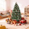 5 ft/150cm PVC Snow Flocked Artificial Christmas Tree Green Flocked