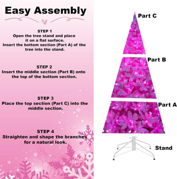 81ZJH31VywL._AC_SL1500_ 8Ft Flocked Prelit Pink Christmas Tree with Pink LED Lights Multifunction