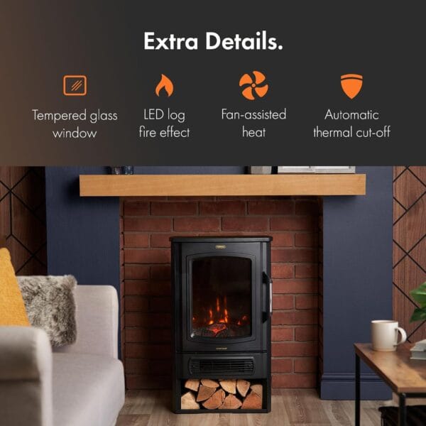 81ZUAXbJKPL._AC_SL1500_ Vonhaus Electric Log Burner 2000W β 2 Heat Settings β Black