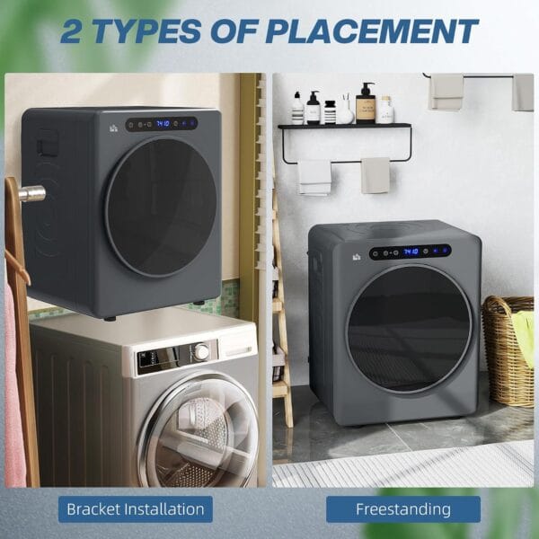 HOMCOM Vented Tumble Dryer 5kg Wet Laundry/3kg Dry Capacity 1000W Grey [Energy Class G]
