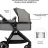 Kinderkraft ESME 3-in-1 Travel System with Mink PRO I-Size Car Seat, Grey