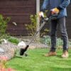 21V Cordless Strimmer, Telescopic Lightweight Grass Trimmer with 6xMetal Blades & 10xPlastic Blades