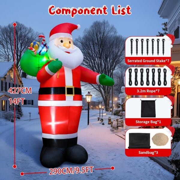 14FT Christmas Inflatable Santa Claus Outdoor Decorations