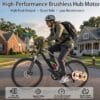 Finbike 26in Electric Bikes for Adults, 100KM Range, APP and USB Charging