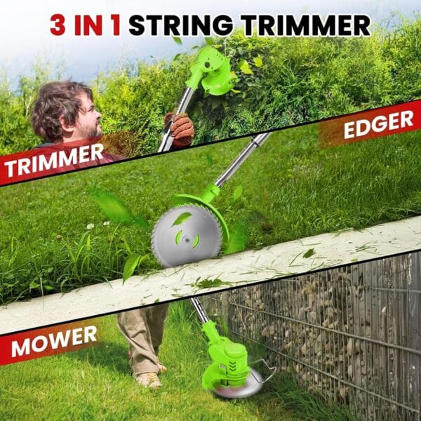 Cordless Garden Strimmers,Electric Cordless 21v Grass Strimmer with 2 X 2000mAh Battery