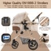Gcarebb 3 in 1 Prams Travel System, Pushchair with Height