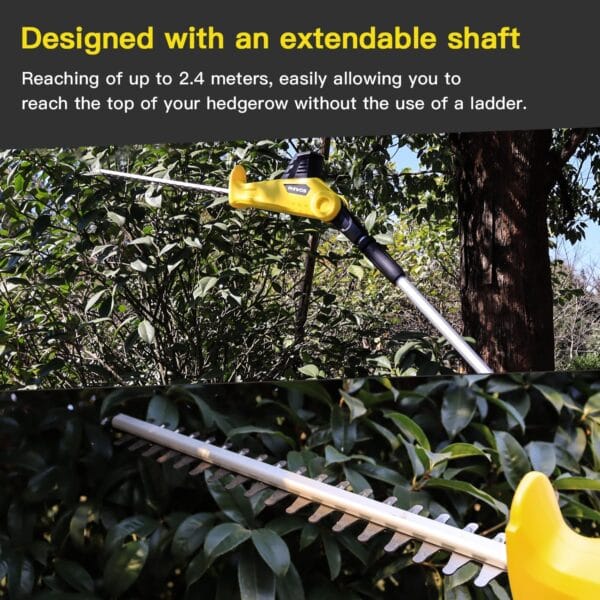 Cordless Pole Hedge Trimmer, PHIWOS 2.0Ah Battery and Charger Include