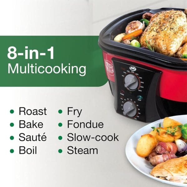 JML Go Chef Multi Cooker 5L – 8in1 Slow Cooker, Rice Cooker & Fryer