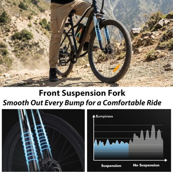Finbike 26in Electric Bikes for Adults, 100KM Range, APP and USB Charging