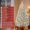 SHareconn 7ft Pre Lit Christmas Tree Snow Flocked with 13 Modes & 932 Tips