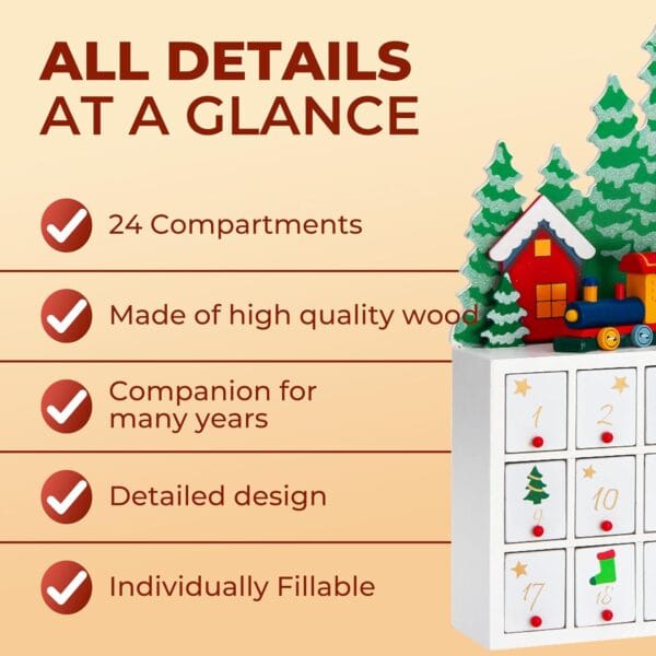 Spielwerk® Wooden Advent Calendar, Chocolates Gift Box, Christmas Landscape