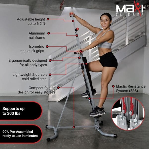MaxiClimber Vertical Climber Provides an Adjustable Platform to Target Power