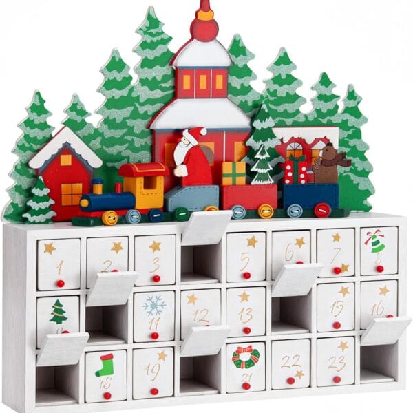 Spielwerk® Wooden Advent Calendar, Chocolates Gift Box, Christmas Landscape